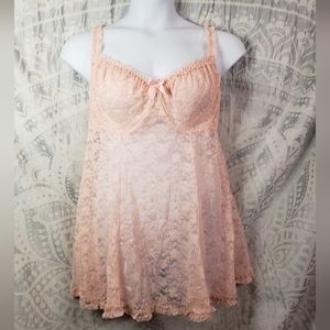 NWT Torrid Pink Babydoll Lace Underwire Chemise Peach Torrid Curve 1x 14…